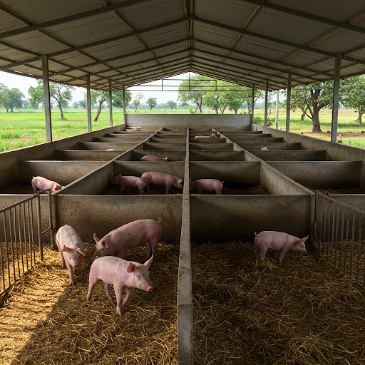 Sustainable Modern Pig Farm Sections