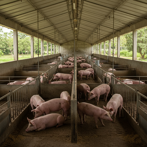 Sustainable Modern Pig Farm Piglets Sections Clean